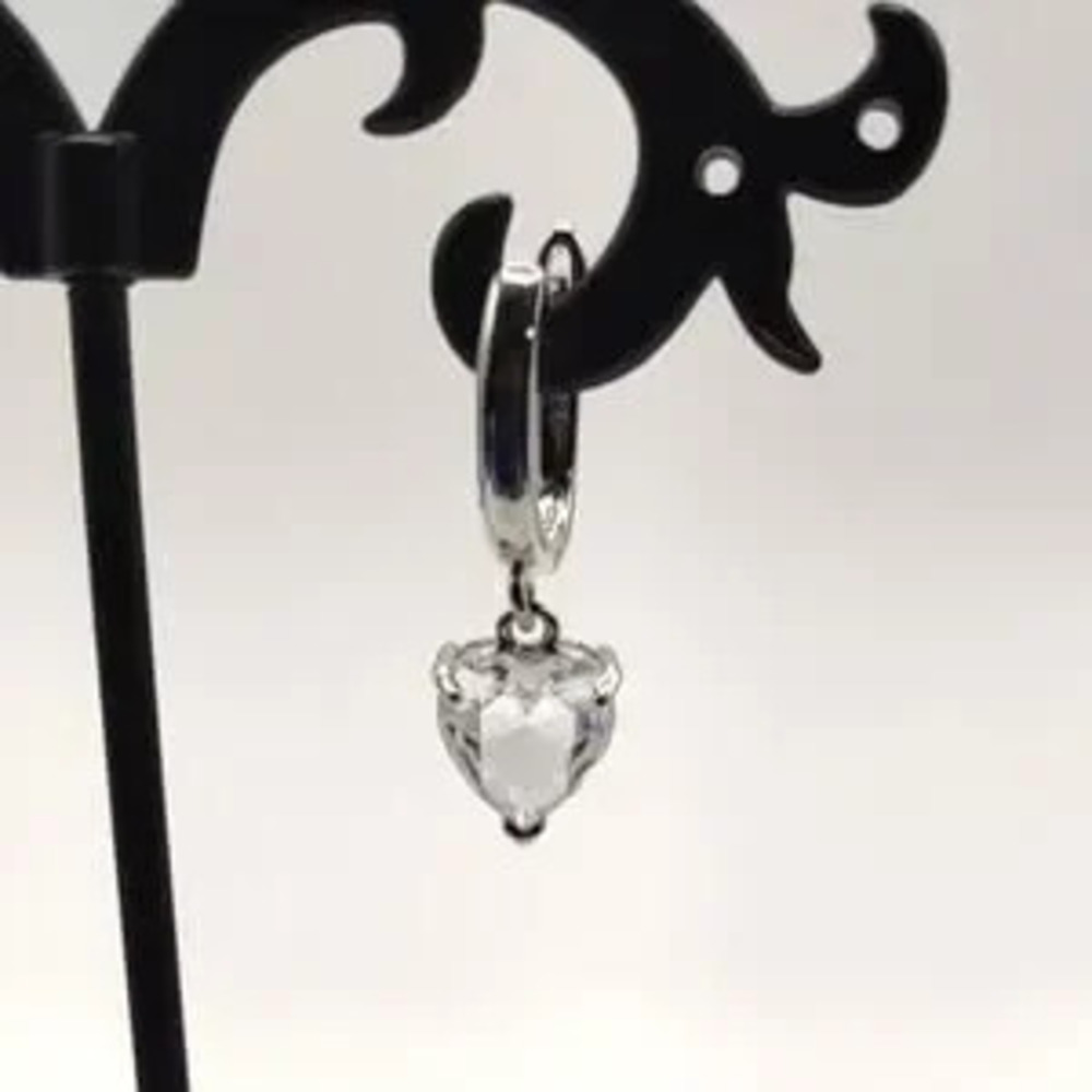 925 Sterling Silver Earrings White Hearts CZ Diamond Valentine Birthday Gift NEW